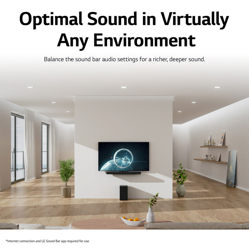 LG 3.1. 3 Channel Dolby Atmos Smart Sound Bar with Bluetooth & Wireless Subwoofer - Black, , hires