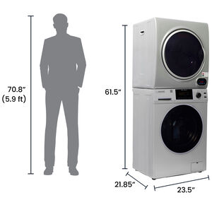 Equator 24 in. 1.6 cu. ft. Electric Front Load Laundry Center with Pet Cycle, Sanitize Cycle & Sensor Dry - Silver, Silver, hires
