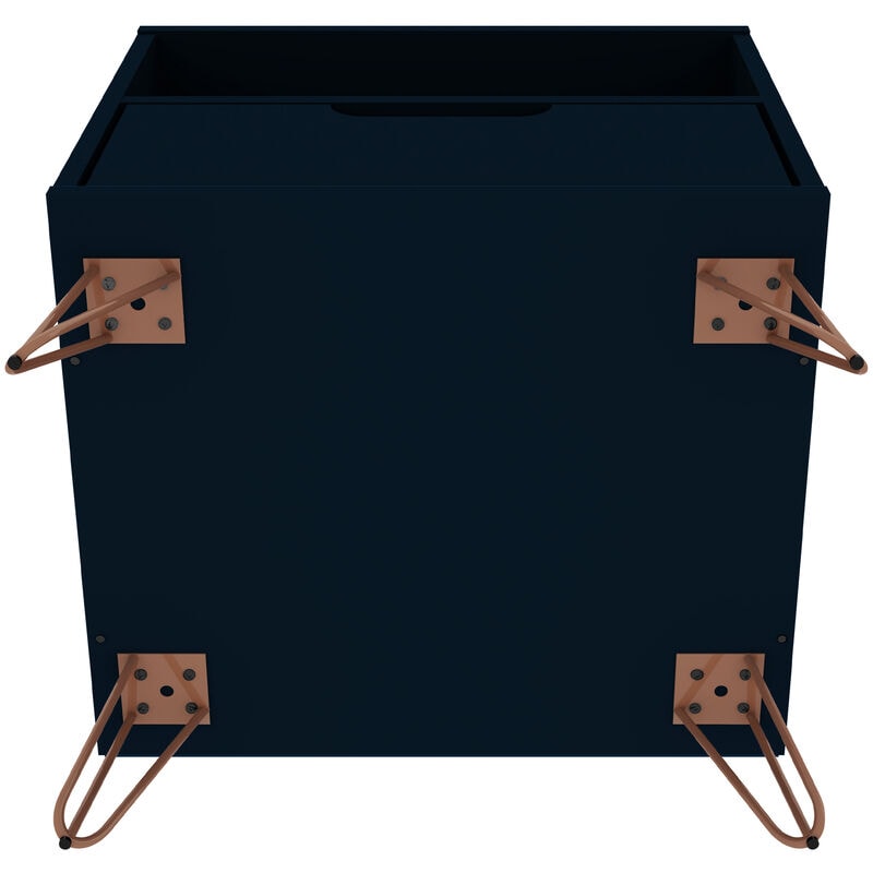 Manhattan Comfort Rockefeller Mid-Century Modern 1-Drawer Nightstand Tatiana Midnight Blue, Midnight Blue, hires