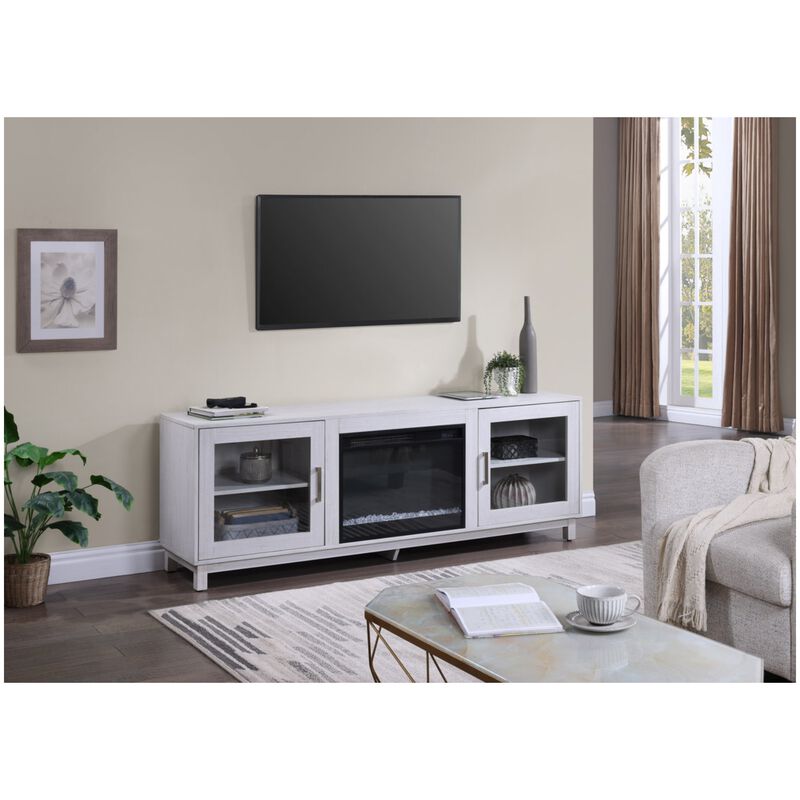 Lilola Summit 70"W White Walnut Finish TV Stand Console with Fireplace and Heater, , hires