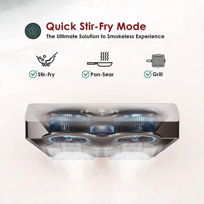 Fotile Pixie Air 36 in. Convertible Standard Style Range Hood with 850 CFM, 4 Fan Speeds & 2 LED Lights - Stainless Steel, , hires