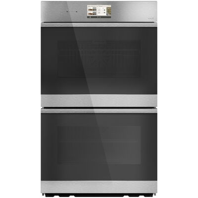 Cafe 30 in. 10.0 cu. ft. Smart Top Control Electric Double Wall Oven with True European Convection - Platinum Glass | CTD90DM2ZS5