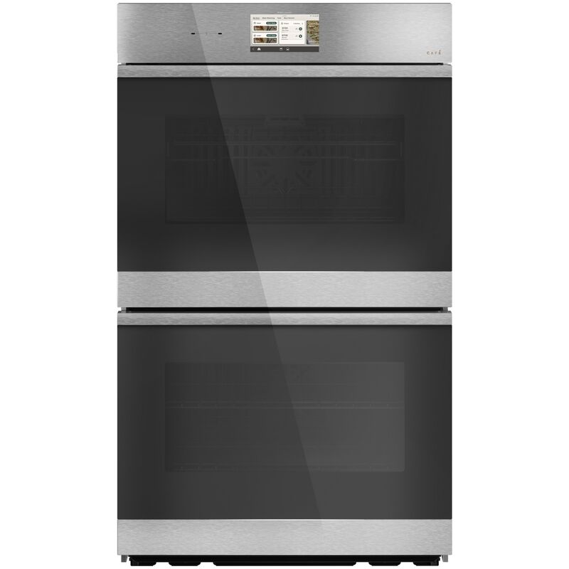 Cafe 30 in. 10.0 cu. ft. Smart Top Control Electric Double Wall Oven with True European Convection - Platinum Glass, , hires