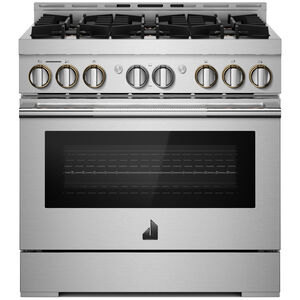 JennAir Rise Series 36 in. 5.1 cu. ft. Smart True European Convection Gas Range with 6 Sealed Burners - Stainless Steel, , hires