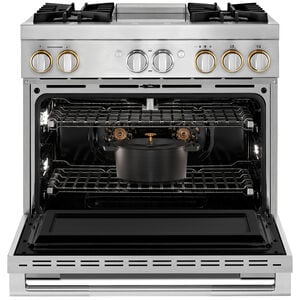 JennAir Rise Series 36 in. 5.1 cu. ft. Smart True European Convection Dual Fuel Range with 4 Sealed Burners & Griddle - Stainless Steel, , hires