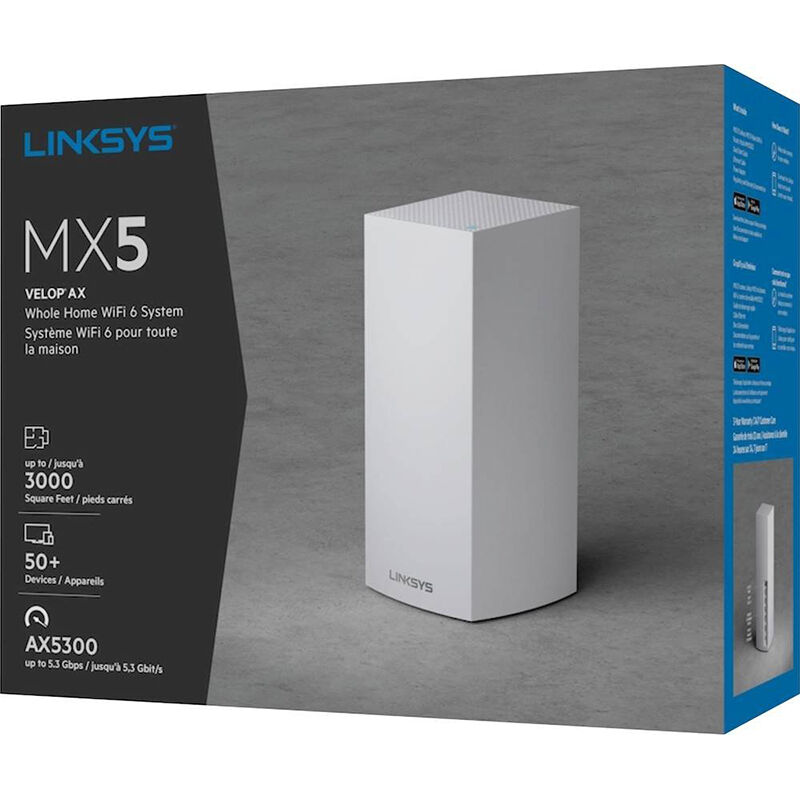 Linksys MX5 Velop AX Whole Home Mesh MU-MIMO WiFi 6 System, , hires