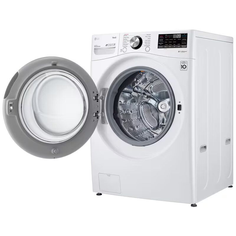LG 27 in. 5.0 cu. ft. Smart Stackable Front Load Washer with TurboWash 360, Sanitize & Steam Wash Cycle - White, White, hires