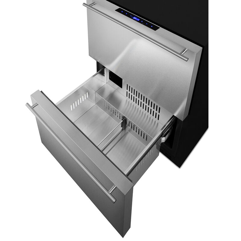 Summit 24 in. 3.3 cu. ft. Outdoor Double Refrigerator & Freezer Drawer - Stainless Steel/Panel Ready, , hires