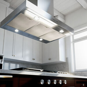 XO 36 in. Convertible Chimney Style Range Hood with 600 CFM, 3 Fan Speeds & 4 LED Lights - Stainless Steel, , hires
