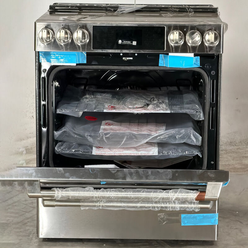 Cafe 30 in. 5.7 cu. ft. Smart Air Fry True European Convection Slide-In Electric Range with 5 Induction Burners - Stainless Steel (Open Box Excellent Condition), , hires