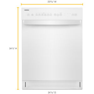 Whirlpool 24 in. ADA Compliant Front Control Dishwasher with 51 dBa Sound Level - White, White, hires