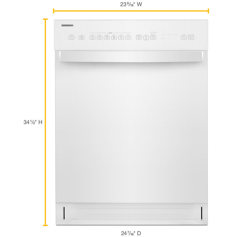 Whirlpool 24 in. ADA Compliant Front Control Dishwasher with 51 dBa Sound Level - White, White, hires
