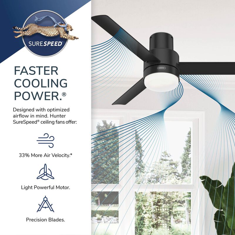 Hunter 60 in. Mosley Energy Star Damp Rated Ceiling Fan and Wall Control - Matte Black, , hires