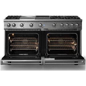 Viking 5 Series 60 in. 8.0 cu. ft. Standard Convection Double Oven Gas Range with 6 Sealed Burners, Grill & Griddle - Stainless Steel - Natural Gas, Polished Chrome Trim Option, , hires