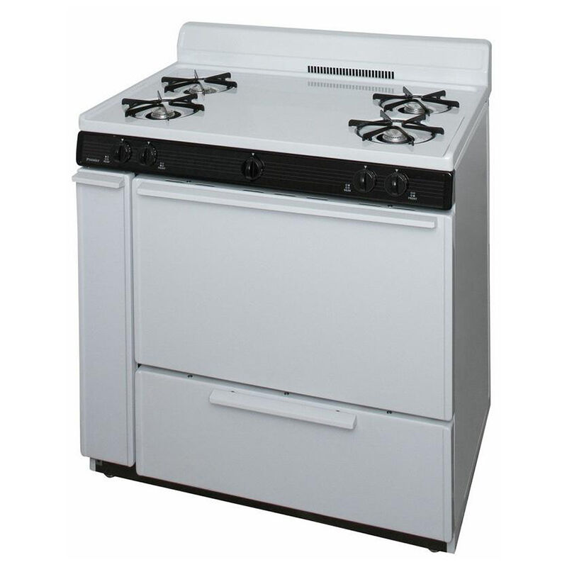 Premier 36 in. 2.9 cu. ft. Oven Freestanding Gas Range with 4 Open Burners - White, , hires