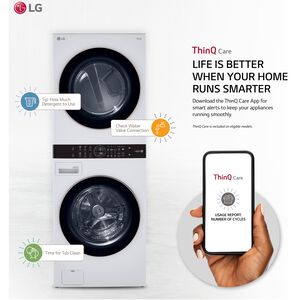 LG 27 in. WashTower with 4.5 cu. ft. Washer with 6 Wash Programs & 7.4 cu. ft. Electric Dryer with 6 Dryer Programs, Sensor Dry & Wrinkle Care - White, White, hires