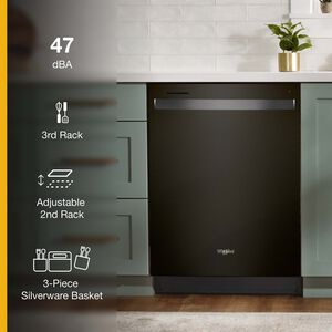 Whirlpool 24 in. Top Control Dishwasher with 47 dBa Sound Level & 3rd-Rack - Fingerprint resistant Black Stainless, Fingerprint Resistant Black Stainless, hires