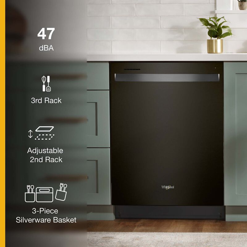 Whirlpool 24 in. Built-In Dishwasher with Top Control, 13 Place Settings, 5 Wash Cycles & Sanitize Cycle - Fingerprint Resistant Black Stainless, Fingerprint resistant Black Stainless, hires