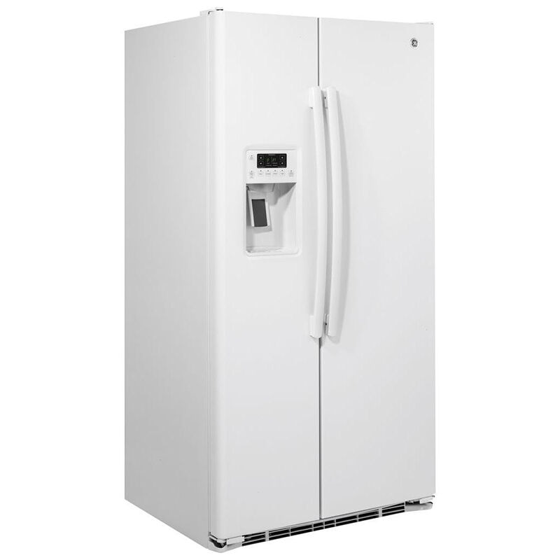 GE 36 in. 21.9 cu. ft. Counter Depth Side-by-Side Refrigerator with External Ice & Water Dispenser - White, White, hires