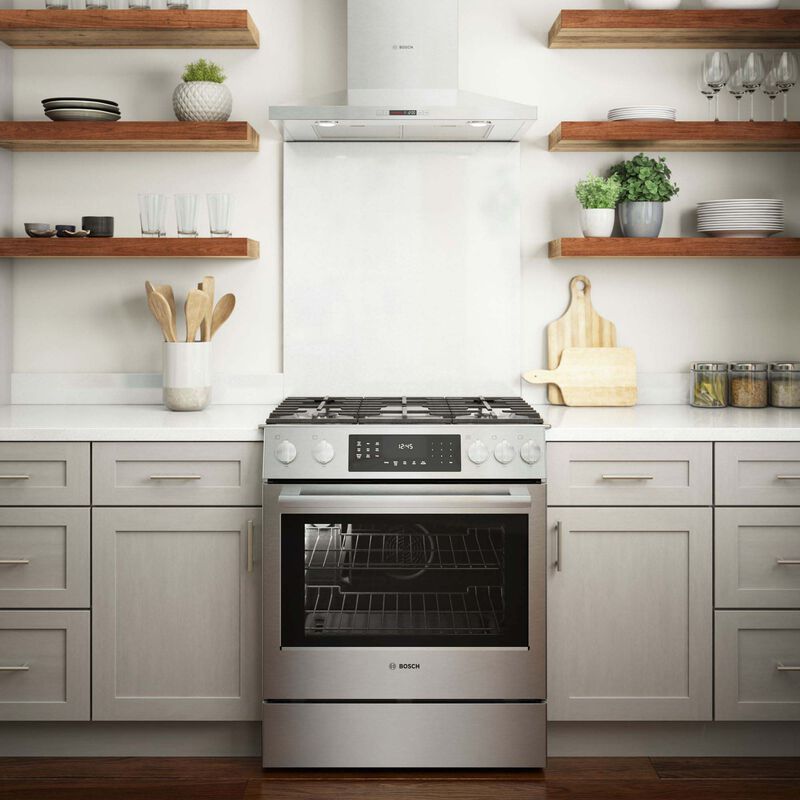 Bosch Benchmark 30 in. 4.8 cu. ft. Standard Convection Slide-In Gas Range with 5 Sealed Burners - Stainless Steel, , hires