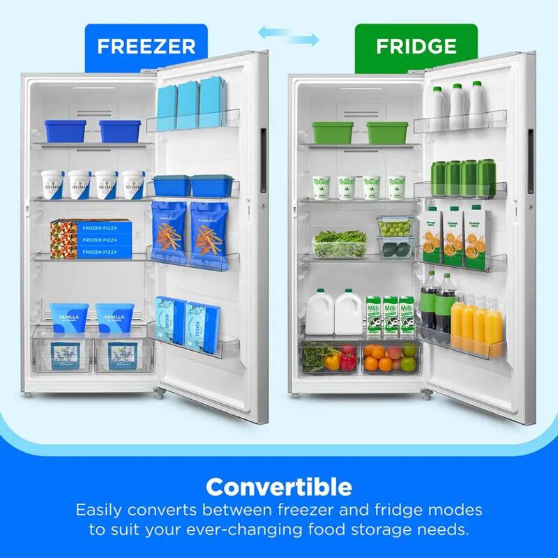 Midea 30 in. 21.1 cu. ft. Garage-Ready Double-Drawer Upright Freezer with Adjustable Shelves - Stainless Steel, Stainless Steel, hires