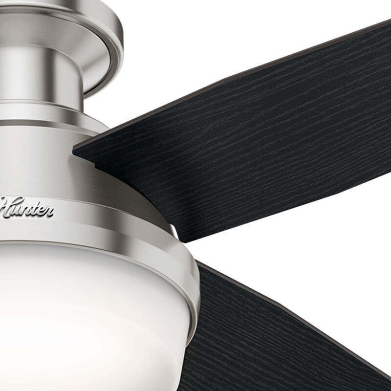 Hunter 44" Dempsey Low Profile Ceiling Fan with LED Light Kit and Handheld Remote - Brushed Nickel, Brushed Nickel, hires