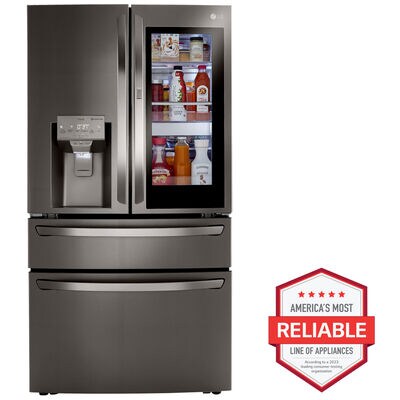 LG InstaView 36 in. 22.5 cu. ft. Smart Counter Depth 4-Door French Door Refrigerator with Ice & Water Dispenser - PrintProof Black Stainless Steel | LRMVC2306D
