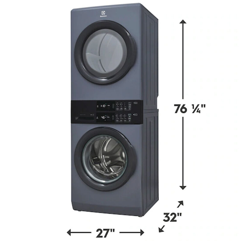 Electrolux 27 in. 4.4 cu. ft. Gas Front Load Laundry Tower with LuxCare Wash & Moisture Sensor Dry - Denim Blue, , hires