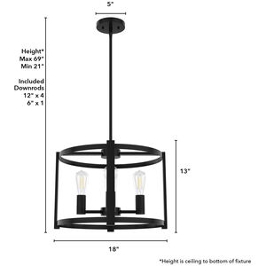 Hunter Astwood 18 in. 4-Light Chandelier - Matte Black, , hires