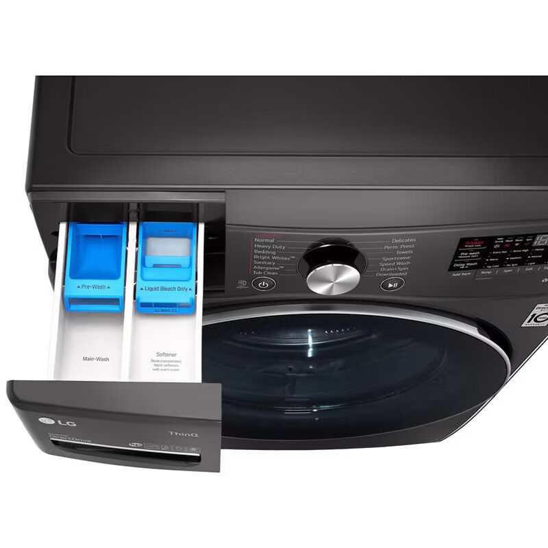 LG 27 in. 5.0 cu. ft. Smart Stackable Front Load Washer with TurboWash 360, Sanitize & Steam Wash Cycle - Black Steel, Black Steel, hires