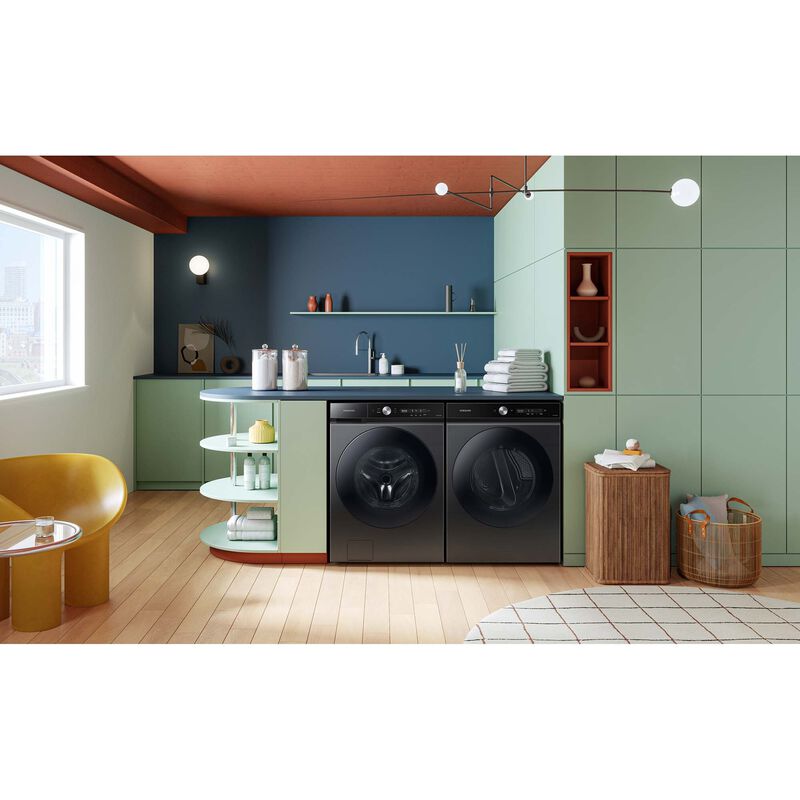 Samsung Bespoke 27 in. 5.3 cu. ft. Smart Stackable Front Load Washer with Super Speed Wash & AI Smart Dial - Brushed Black, Brushed Black, hires