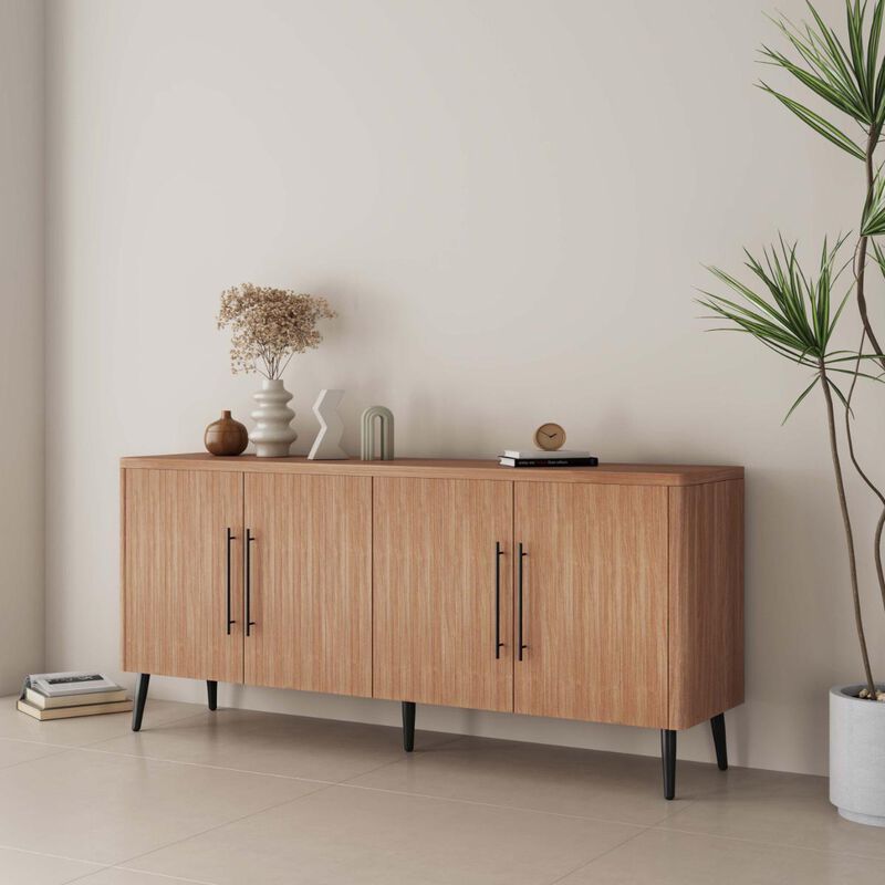 Manhattan Comfort Mid Century Modern Jodie 64.6" Sideboard - Maple, , hires