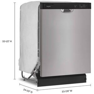 Whirlpool 24 in. Front Control Dishwasher with 59 dBa Sound Level & Pocket - Stainless Steel, Stainless Steel, hires