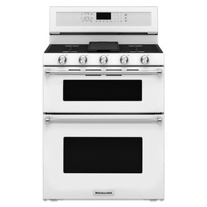 KitchenAid 30 in. 6.0 cu. ft. Convection Double Oven Freestanding Gas Range with 5 Sealed Burners - White, White, hires