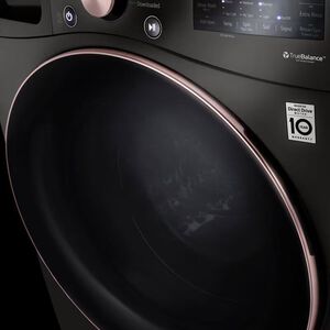 LG 27 in. 4.5 cu. ft. Smart Stackable Front Load Washer with Sanitize & Steam Wash Cycle - Black Steel, Black Steel, hires