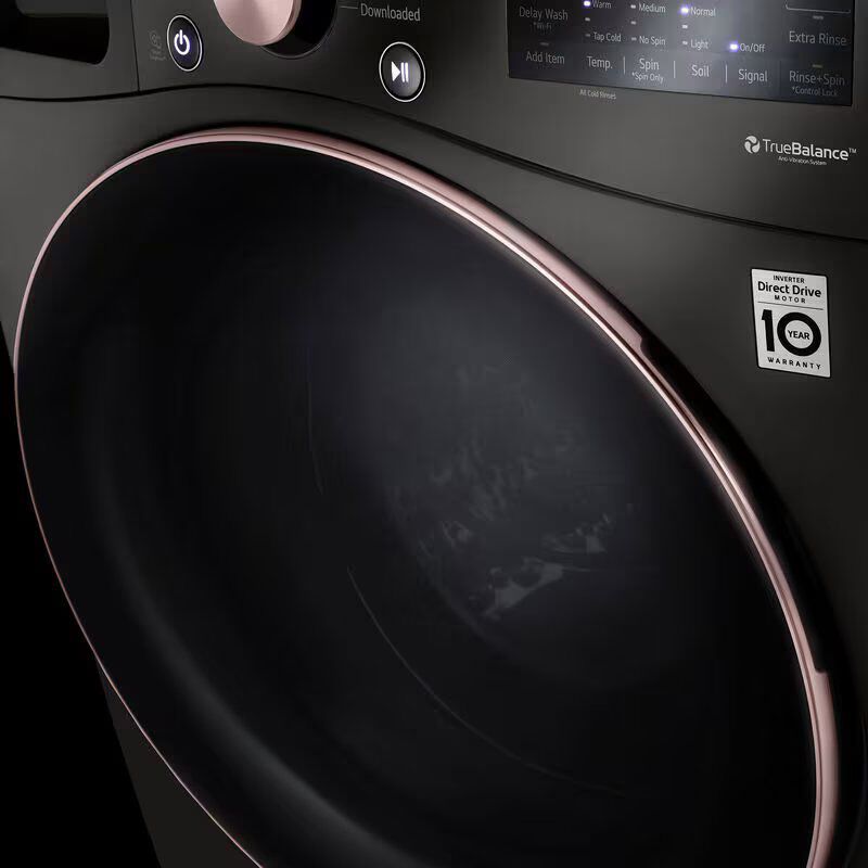 LG 27 in. 4.5 cu. ft. Smart Stackable Front Load Washer with Sanitize & Steam Wash Cycle - Black Steel, Black Steel, hires