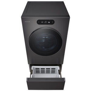 LG Signature 29 in. 9.0 cu. ft. Smart Stackable Gas Dryer with Built-In Intelligence, TurboSteam, AI Sensor Dry & Sanitize Cycle - Brushed Black Steel, , hires