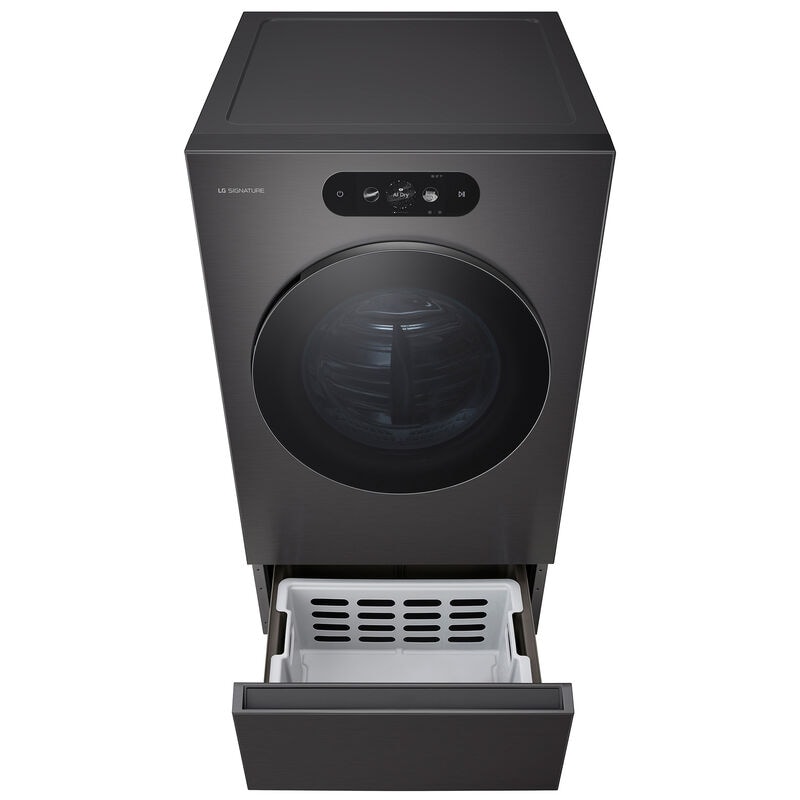 LG Signature 29 in. 9.0 cu. ft. Smart Stackable Gas Dryer with Built-In Intelligence, TurboSteam, AI Sensor Dry & Sanitize Cycle - Brushed Black Steel, , hires