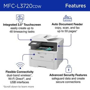 Brother Color Laser Printer All-in-One with Scanner, Copier and Fax - Professional Wireless Business Printer with Auto Duplex and250-SheetCapacityfor Small Office (MFC-L3720CDW), , hires