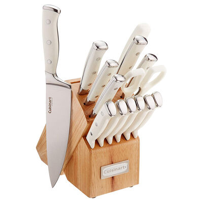 Cuisinart Triple Rivet Collection 15-Piece Cutlery Block Set-White | C77WTR-15P