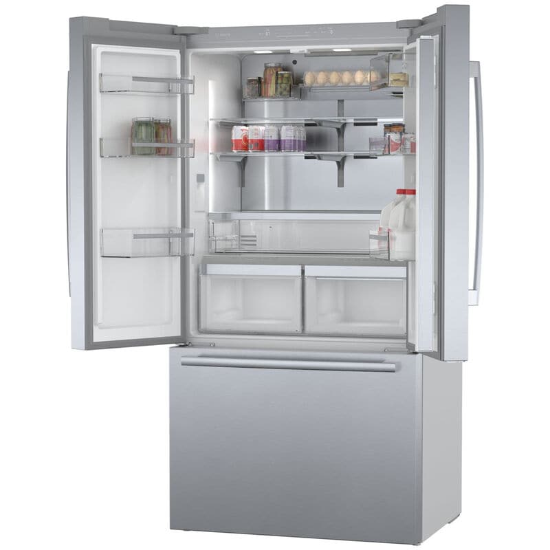 Bosch 800 Series 36 in. 20.8 cu. ft. Smart Counter Depth French Door Refrigerator with Internal Water Dispenser Anti-Finger Print Stainless Steel, Stainless Steel, hires