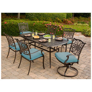 Hanover Traditions 7-Piece Outdoor Dining Set- Blue, , hires