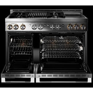 JennAir Rise Series 48 in. 6.3 cu. ft. Smart True European Convection Double Oven Gas Range with 4 Sealed Burners, Grill & Griddle - Stainless Steel, , hires