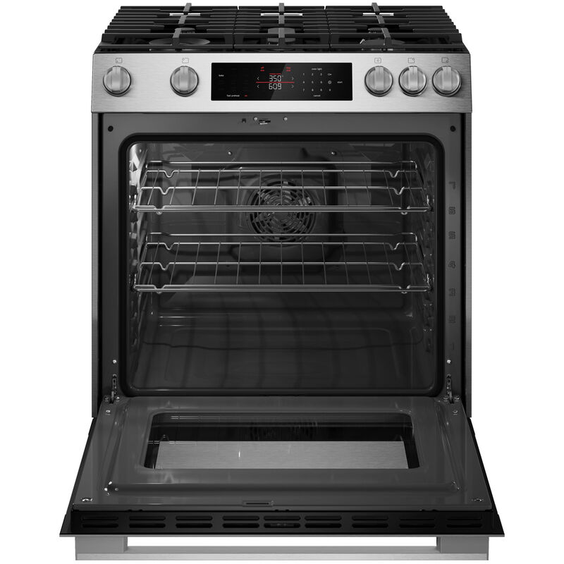 Bosch 300 Series 30 in. 5.8 cu. ft. Air-Fry Standard Convection Slide-In Gas Range with 5 Sealed Burners - Stainless Steel, , hires