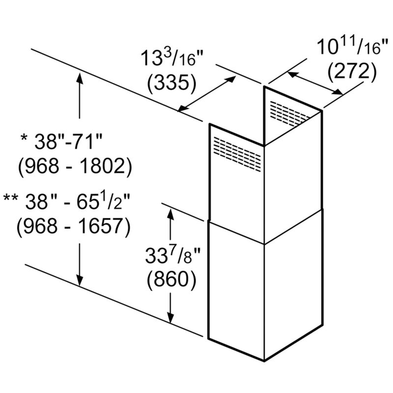 Thermador Chimney Extension Kit for Chimney Wall Hoods - Stainless Steel, , hires