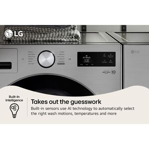 LG 27 in. 5.0 cu. ft. Smart Stackable Front Load Washer with TurboWash 360, AI DD Built-In Intelligence, Sanitize & Steam Cycle - Graphite Steel, , hires