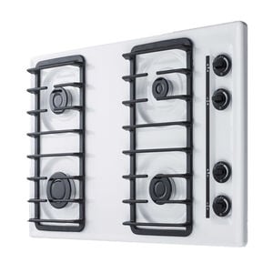 Summit 30 in. 4-Burner Natural Gas Cooktop with Simmer Burner - White, , hires