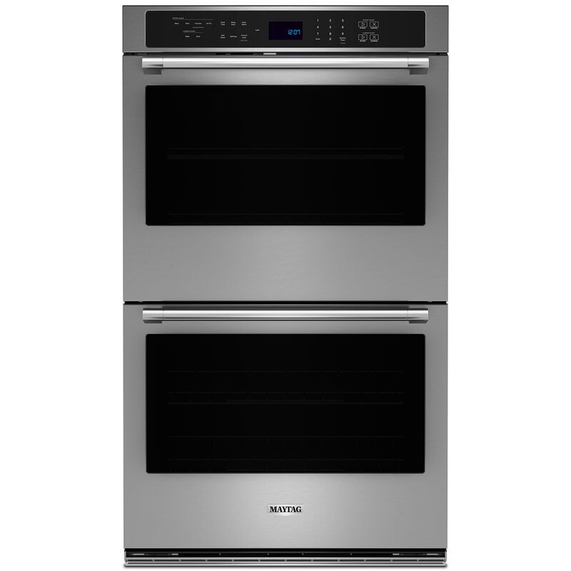Maytag 30 in. 10 cu. ft. Front Control Electric Double Wall Oven with True European Convection - Fingerprint Resistant Stainless Steel, , hires