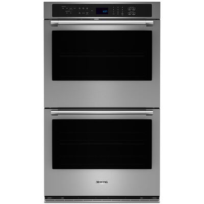 Maytag 30 in. 10.0 cu. ft. Electric Double Wall Oven with True European Convection & Self Clean - Stainless Steel | MOED6030LZ