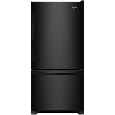 Whirlpool 33 in. 22.1 cu. ft. Bottom Freezer Refrigerator with Ice Maker - Smooth Black | WRB322DMBB